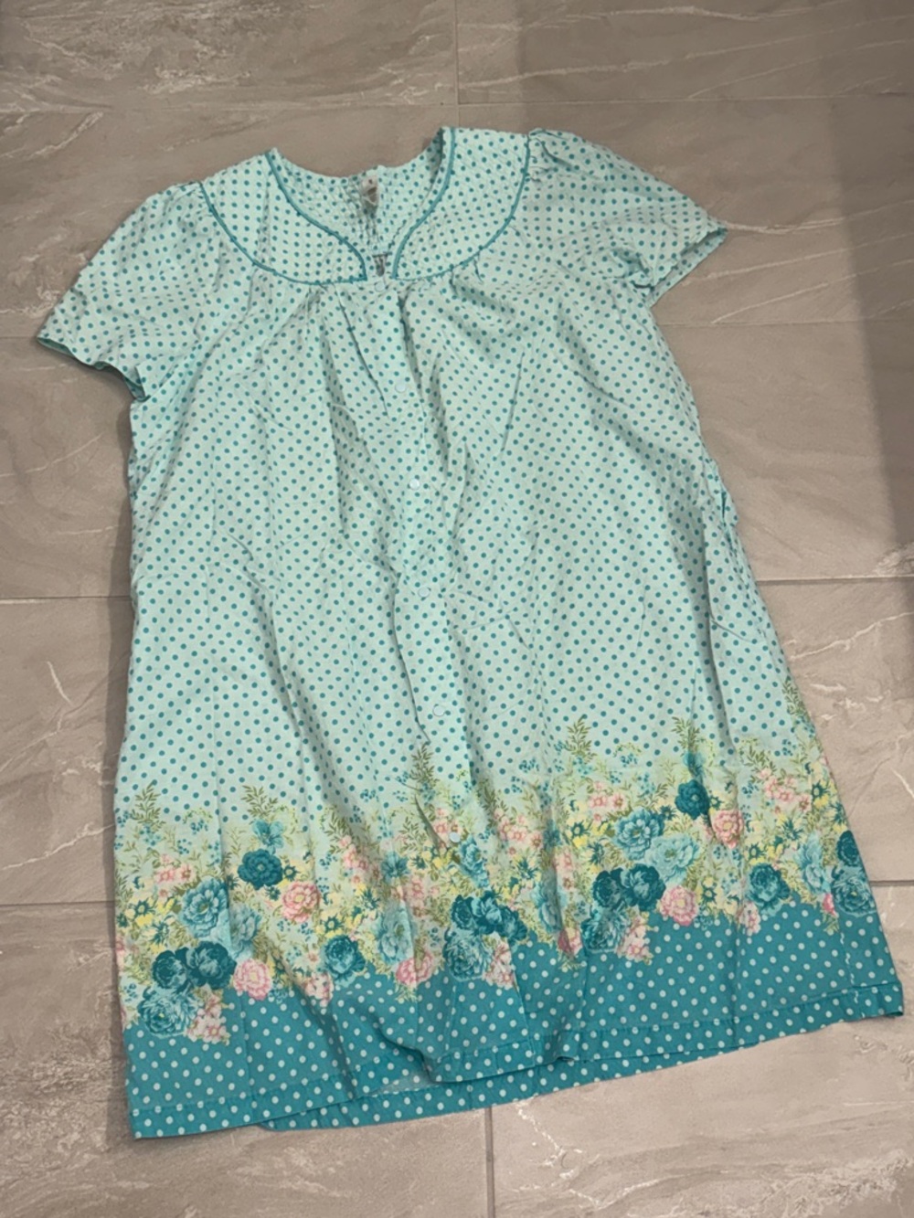 White Stag Aqua Polka Dot Sleep Tunic Womens | Cozy Lounge Nightshirt Pajama Top